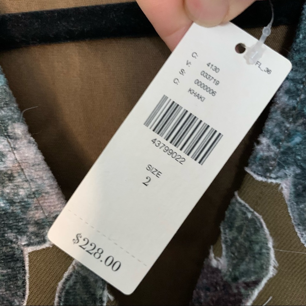 Hemant & Nandita Anthropologie Candida Velvet Midi Dress Floral Wrap Green 2 - Picture 7 of 7
